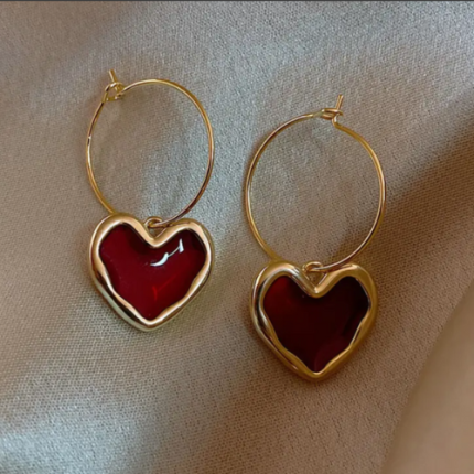 Red Heart Shaped Earrings